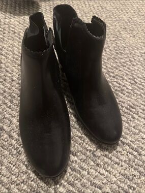 Jack Rogers Black Scalloped Ankle Booties